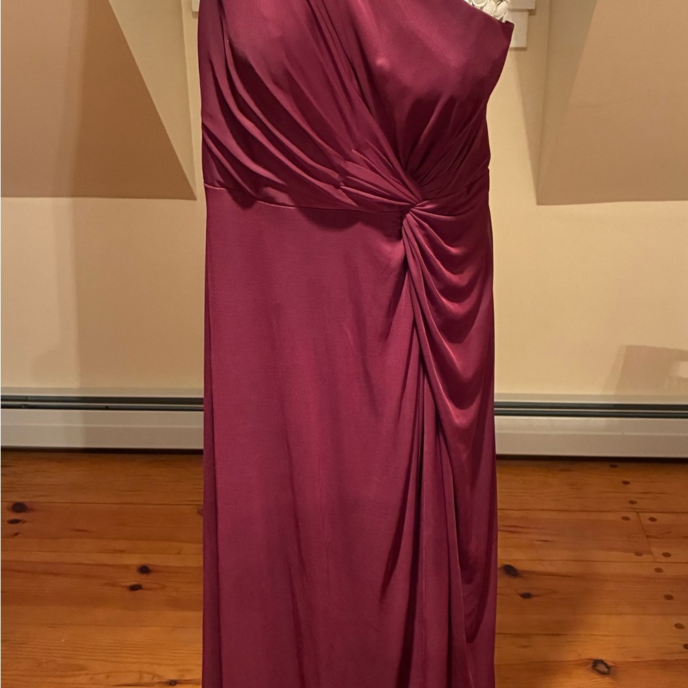 Azazie One-Shoulder Burgundy Dress